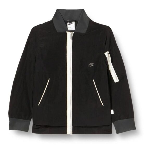 Nike Sportswear jacket lightweight LINED BOMBER Black pilot aviator unisex sz  S - Picture 3 of 14